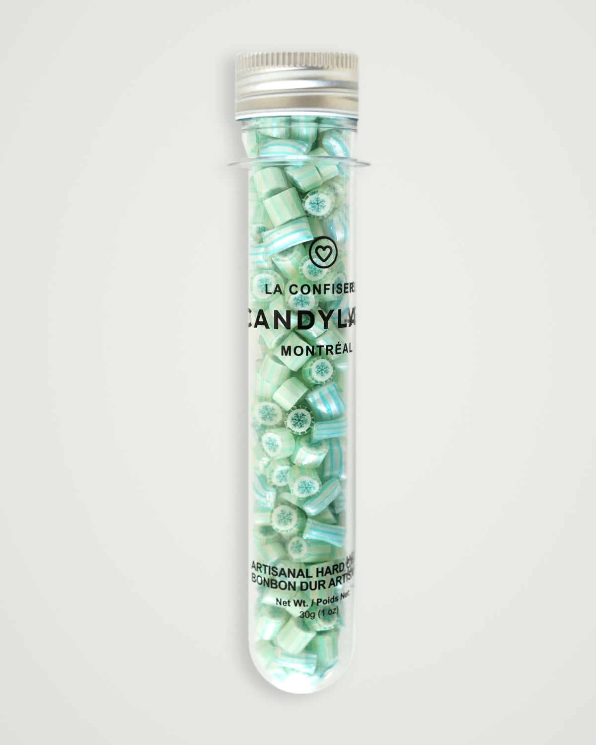 Snowflake blueberry handmade rock candy in a 30g tube – Candylabs