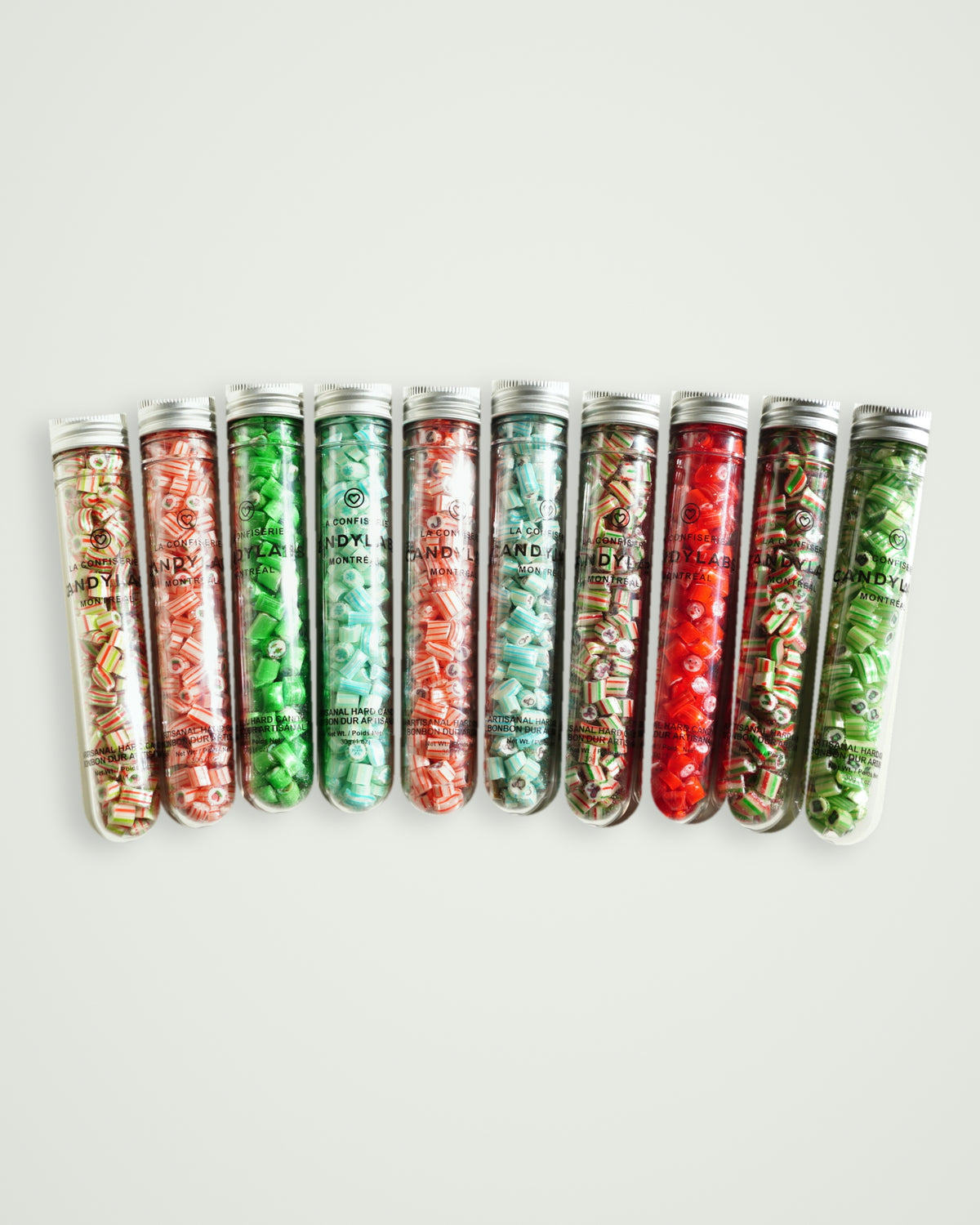 Holiday candy tube combo: handmade holiday rock candy tubes in festive designs – Candylabs